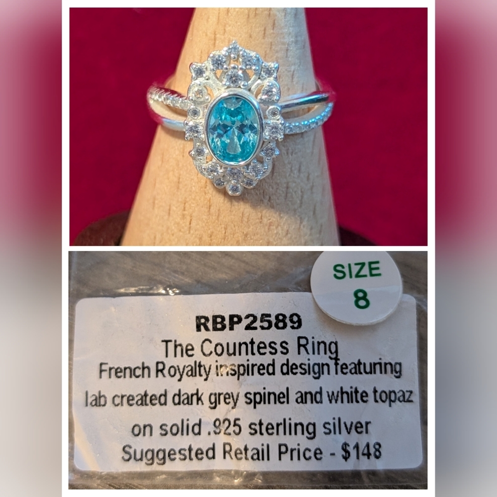 Elegant Silver Ring with Blue and White Stones